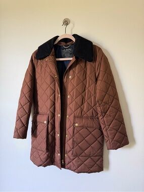 J. Crew Quilted Brown Puffer Jacket with Black Collar